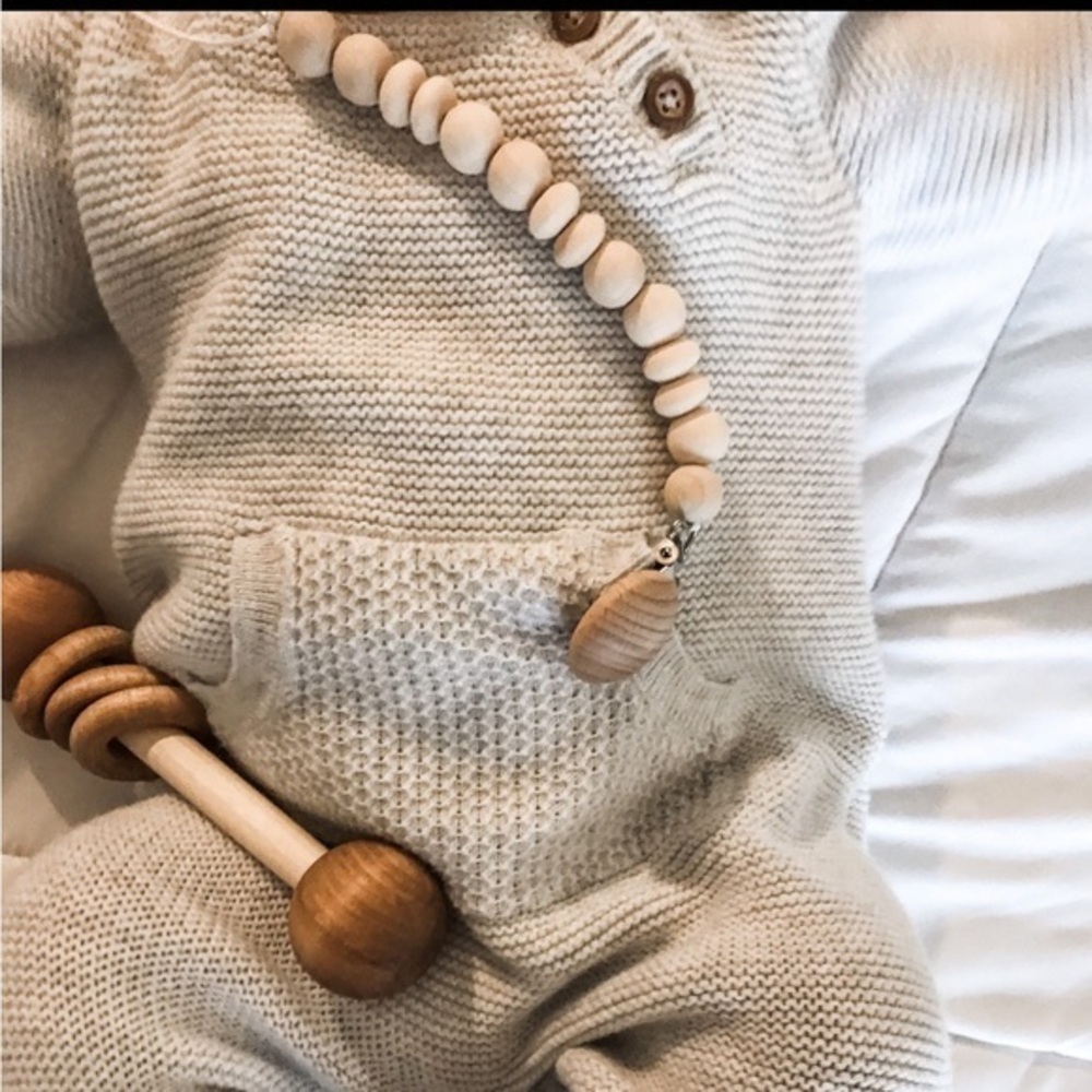 Wooden Pacifier Clip Set of 4